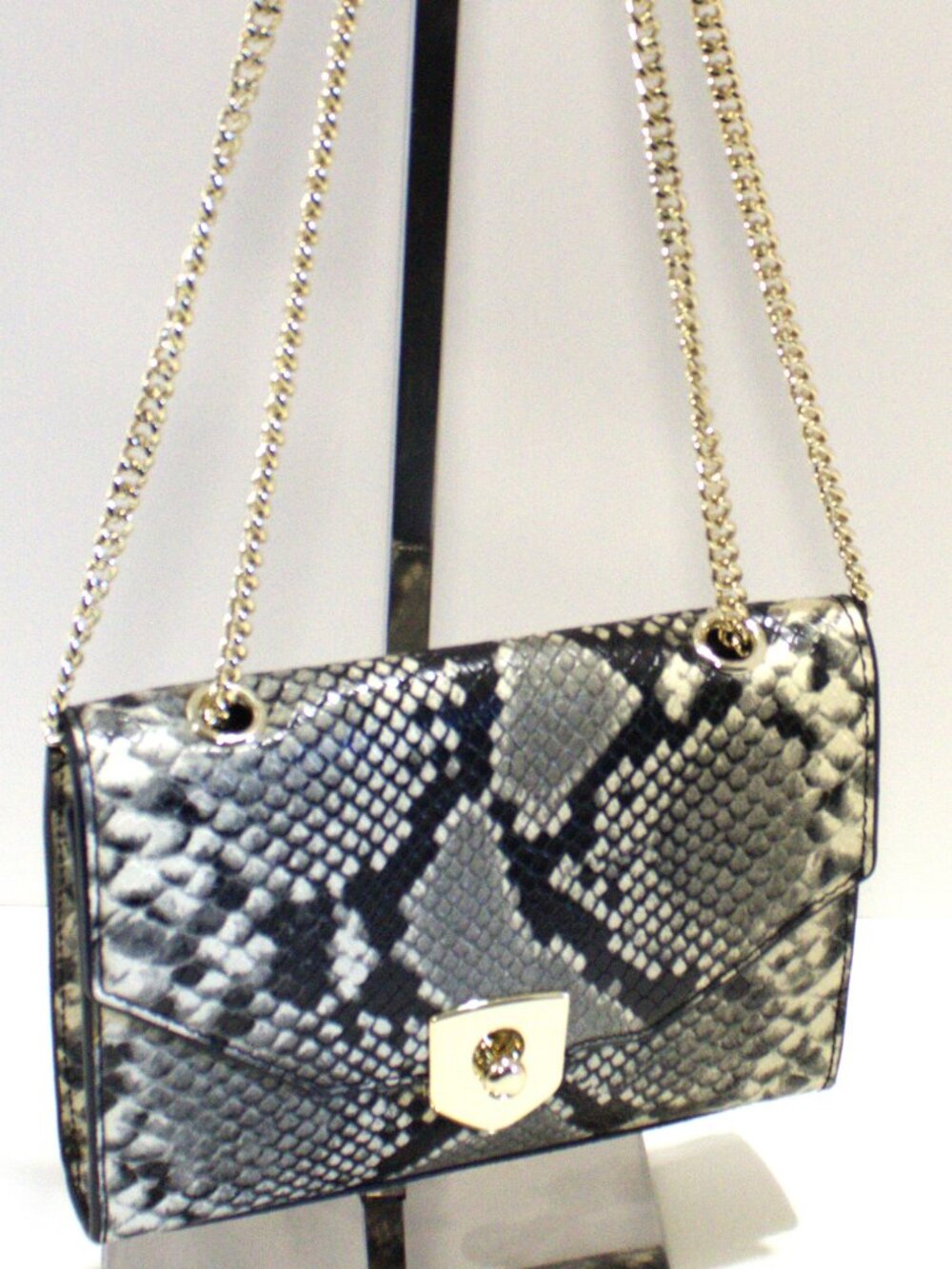 anana Republic, Snakeskin Crossbody with Gold Hardware, Chain Strap